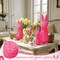 3 Pcs Easter Bunny Decorations Pink Flocked Bunny Figurines with Bow Flocking Rabbit Tabletop Statues for Spring Easter Farmhouse Table Baskets Mantel Home Decor Gift 10 13 15.5 Inch